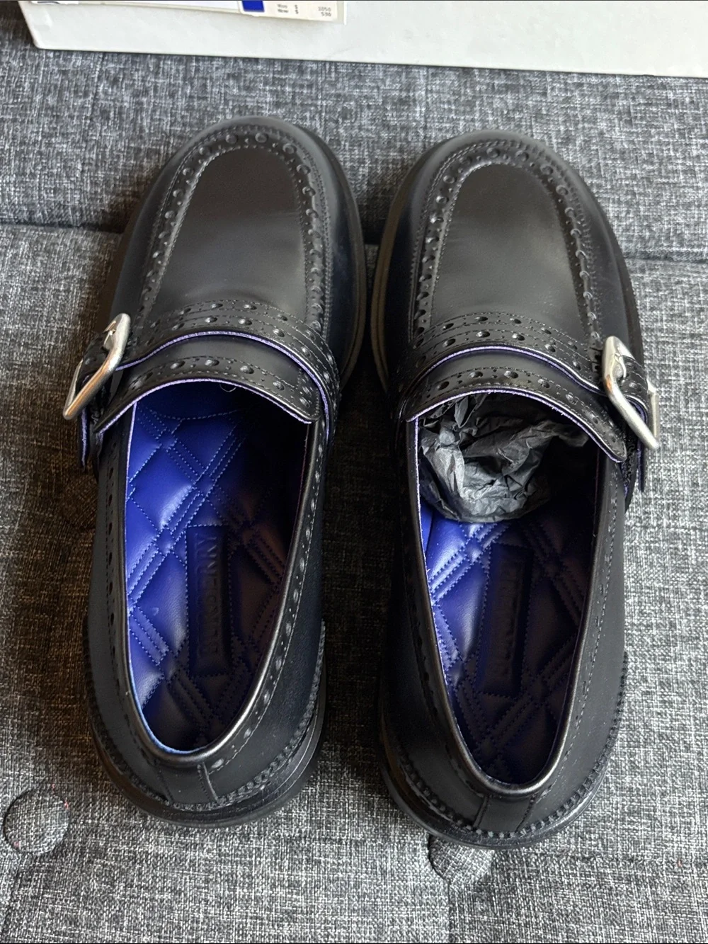 Burberry Black Leather Monk Strap Loafers